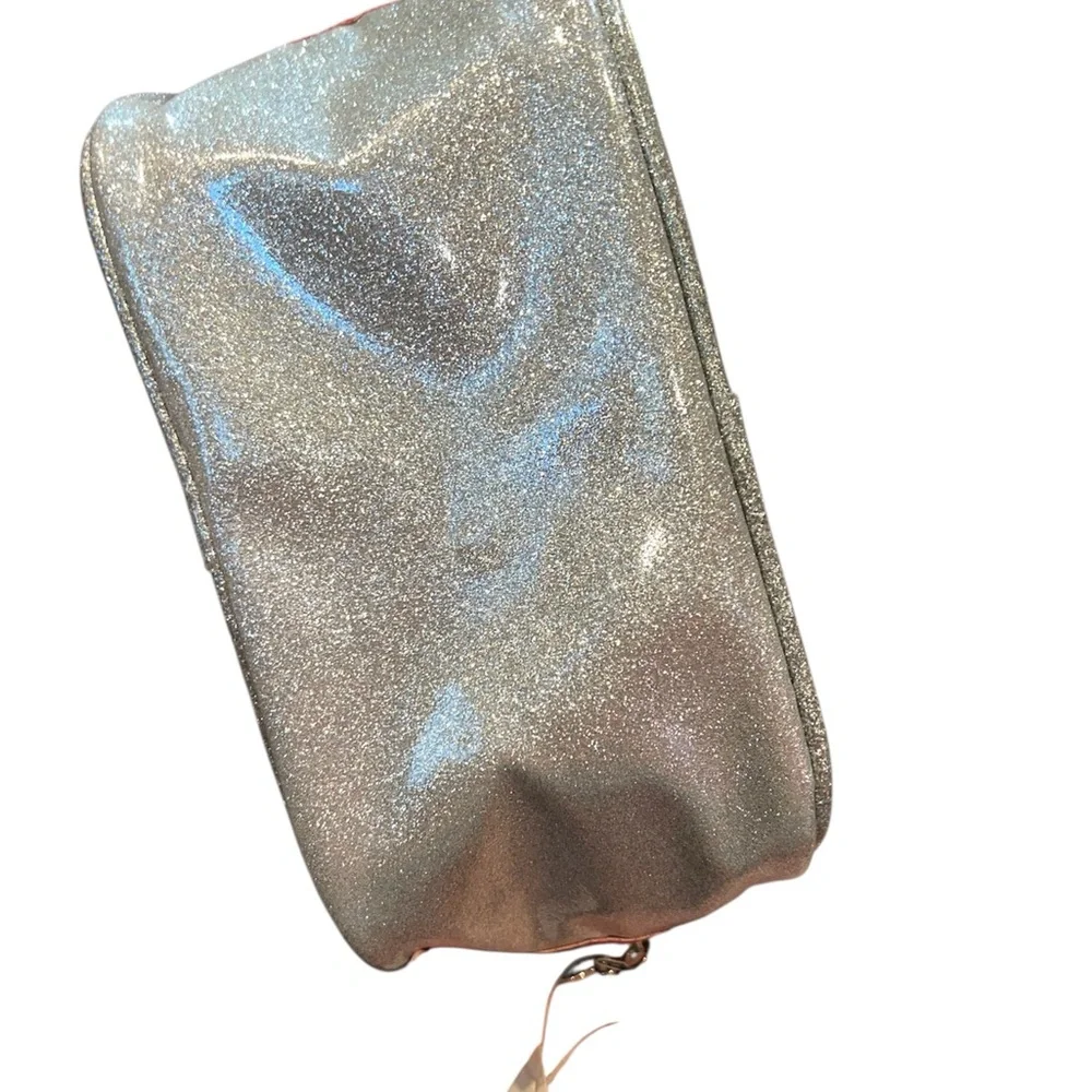 First Aid Beauty Glitter Makeup Bag - Red and Blue Accents. NWT